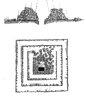 draft of plan and view of ruin
